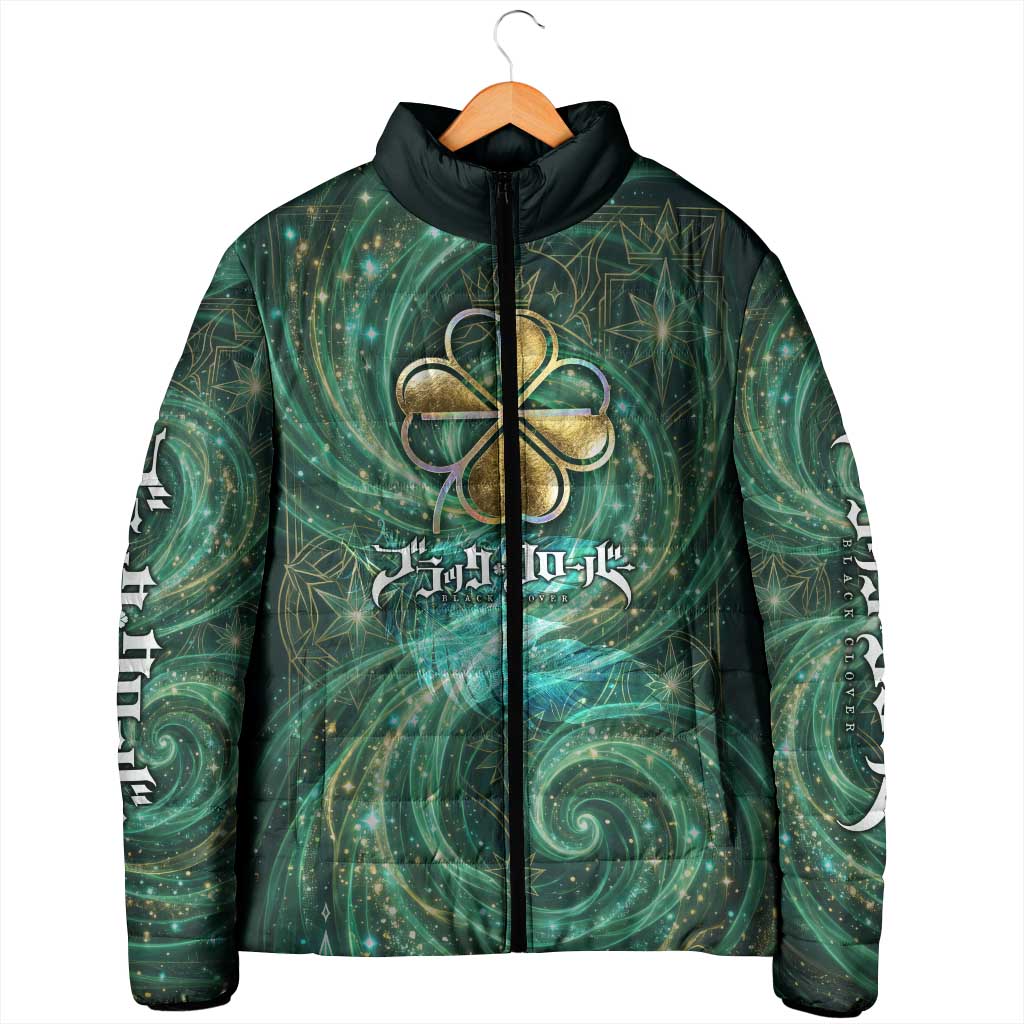 Yuno Black Clover Padded Jacket Magical Fantasy Style with Emerald Wind Swirls