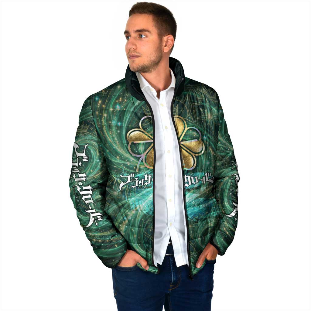 Yuno Black Clover Padded Jacket Magical Fantasy Style with Emerald Wind Swirls