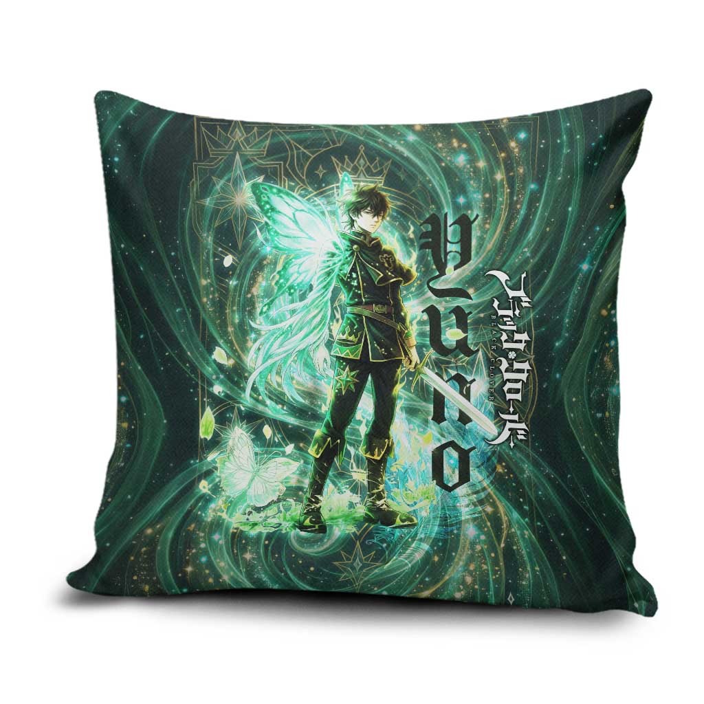 Yuno Black Clover Pillow Cover Magical Fantasy Style with Emerald Wind Swirls