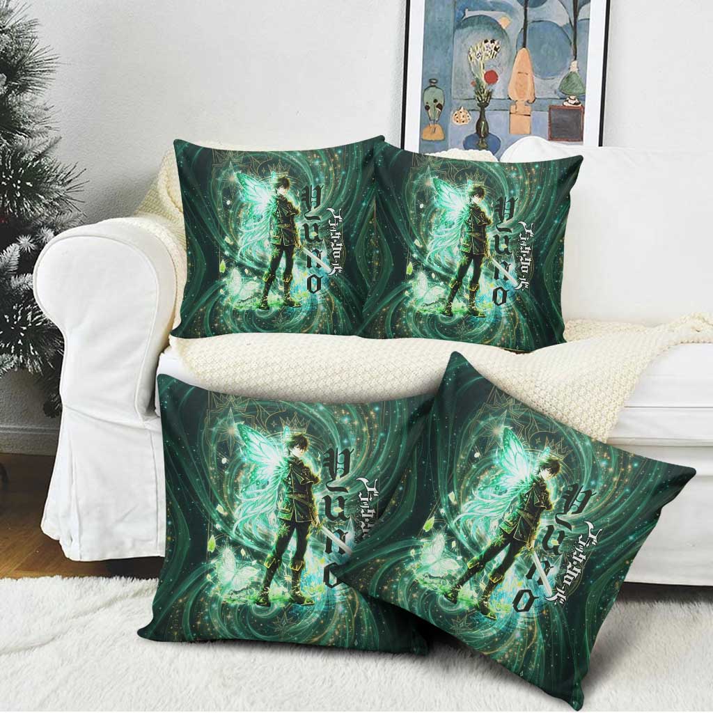 Yuno Black Clover Pillow Cover Magical Fantasy Style with Emerald Wind Swirls