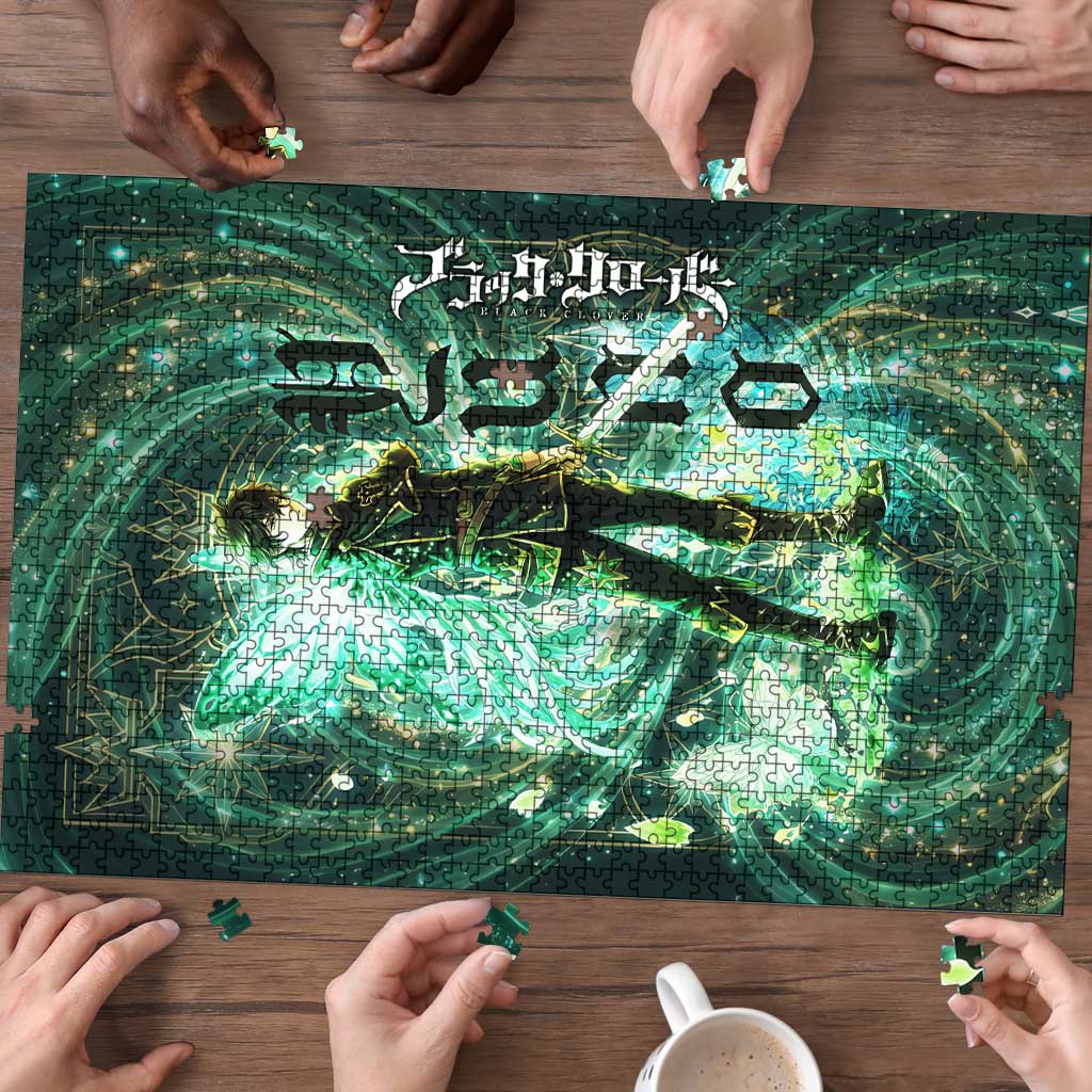 Yuno Black Clover Puzzle Magical Fantasy Style with Emerald Wind Swirls