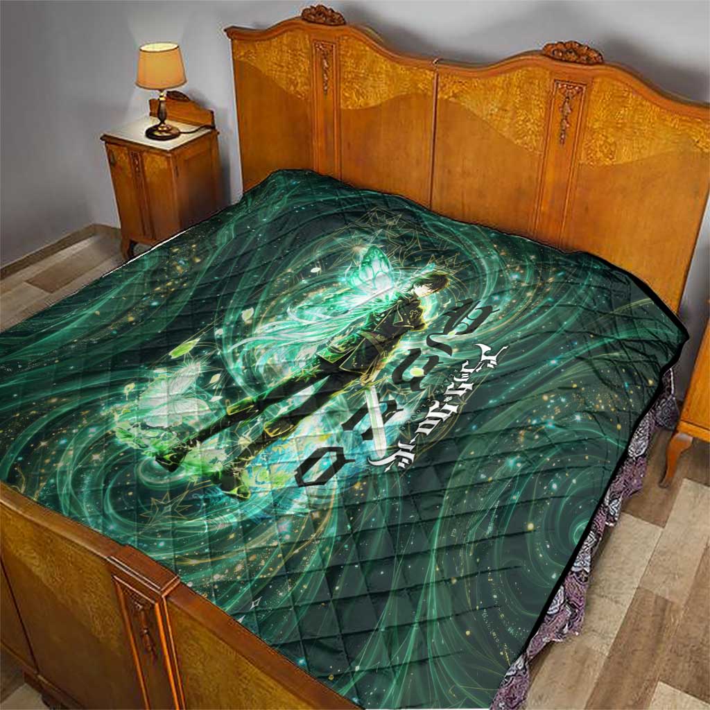 Yuno Black Clover Quilt Magical Fantasy Style with Emerald Wind Swirls
