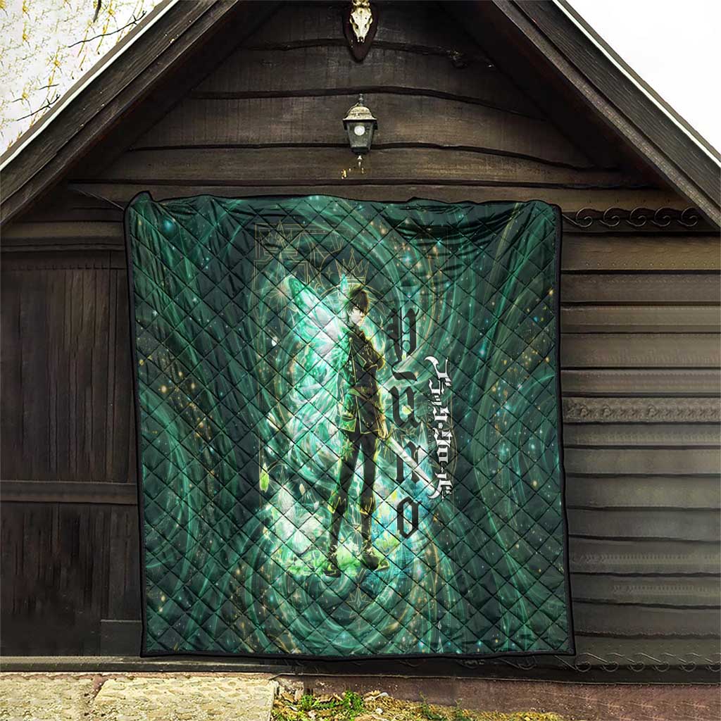 Yuno Black Clover Quilt Magical Fantasy Style with Emerald Wind Swirls