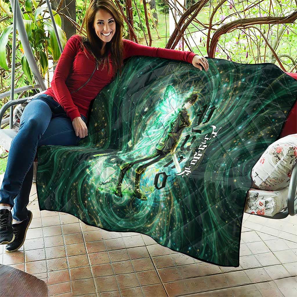 Yuno Black Clover Quilt Magical Fantasy Style with Emerald Wind Swirls