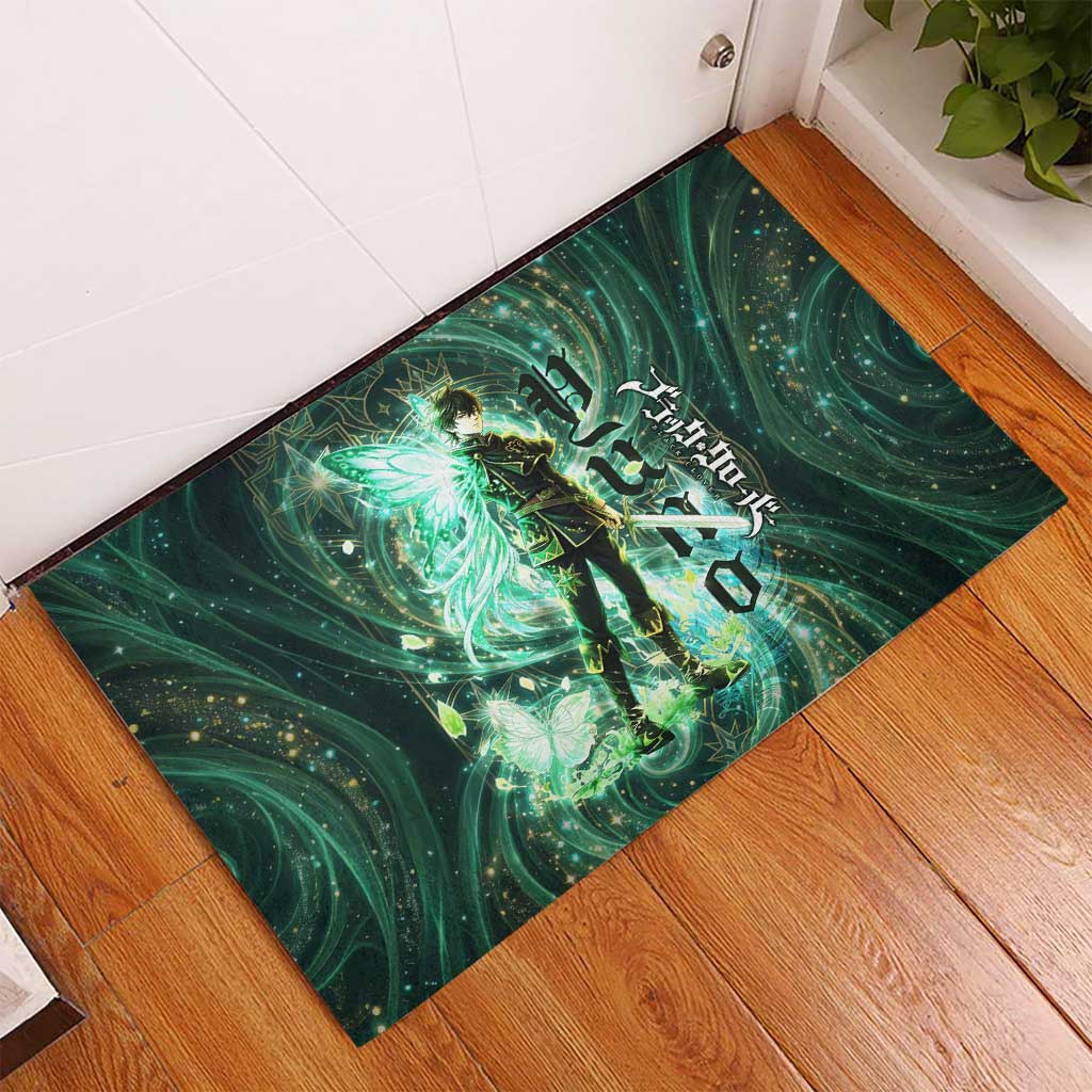 Yuno Black Clover Rubber Doormat Magical Fantasy Style with Emerald Wind Swirls