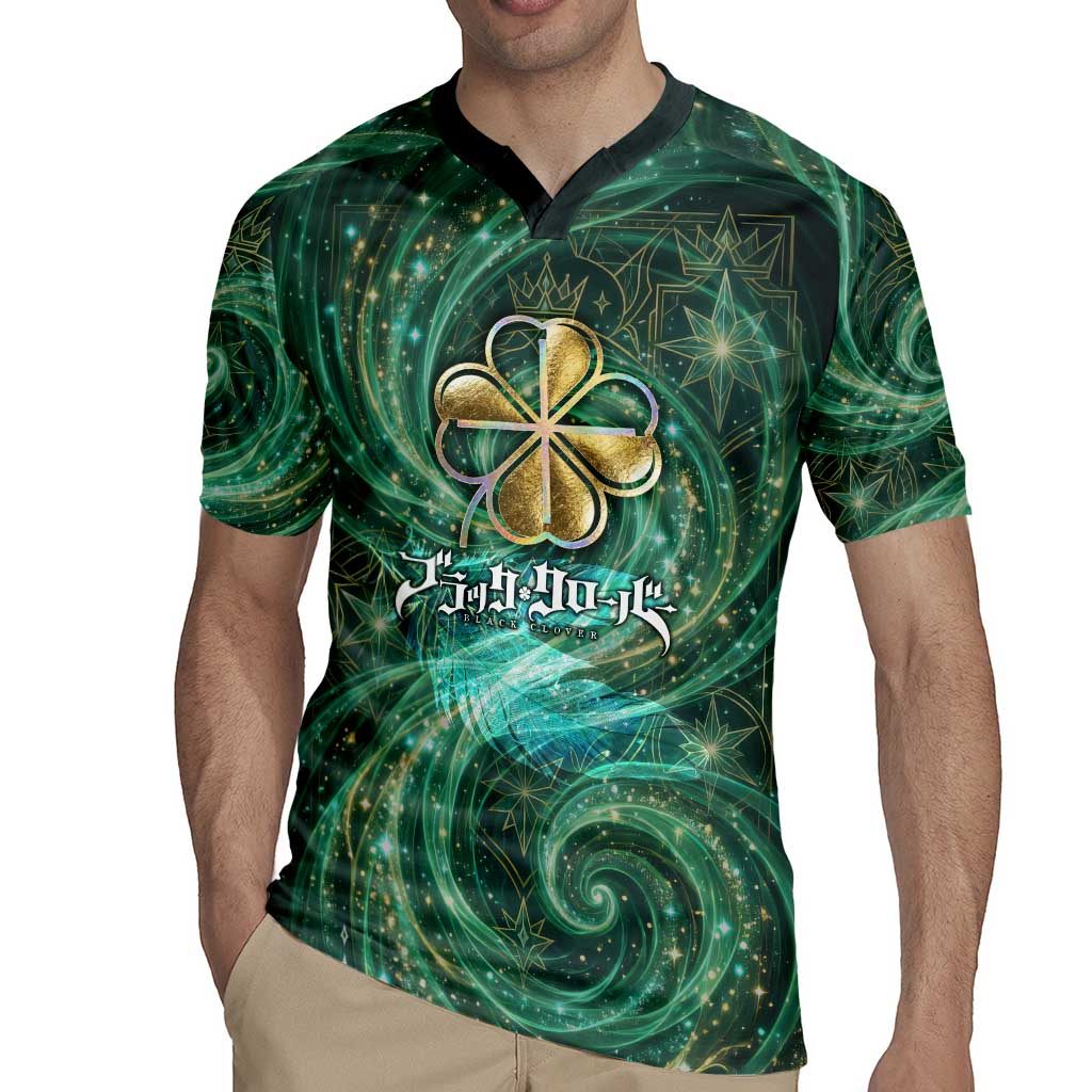 Yuno Black Clover Rugby Jersey Magical Fantasy Style with Emerald Wind Swirls