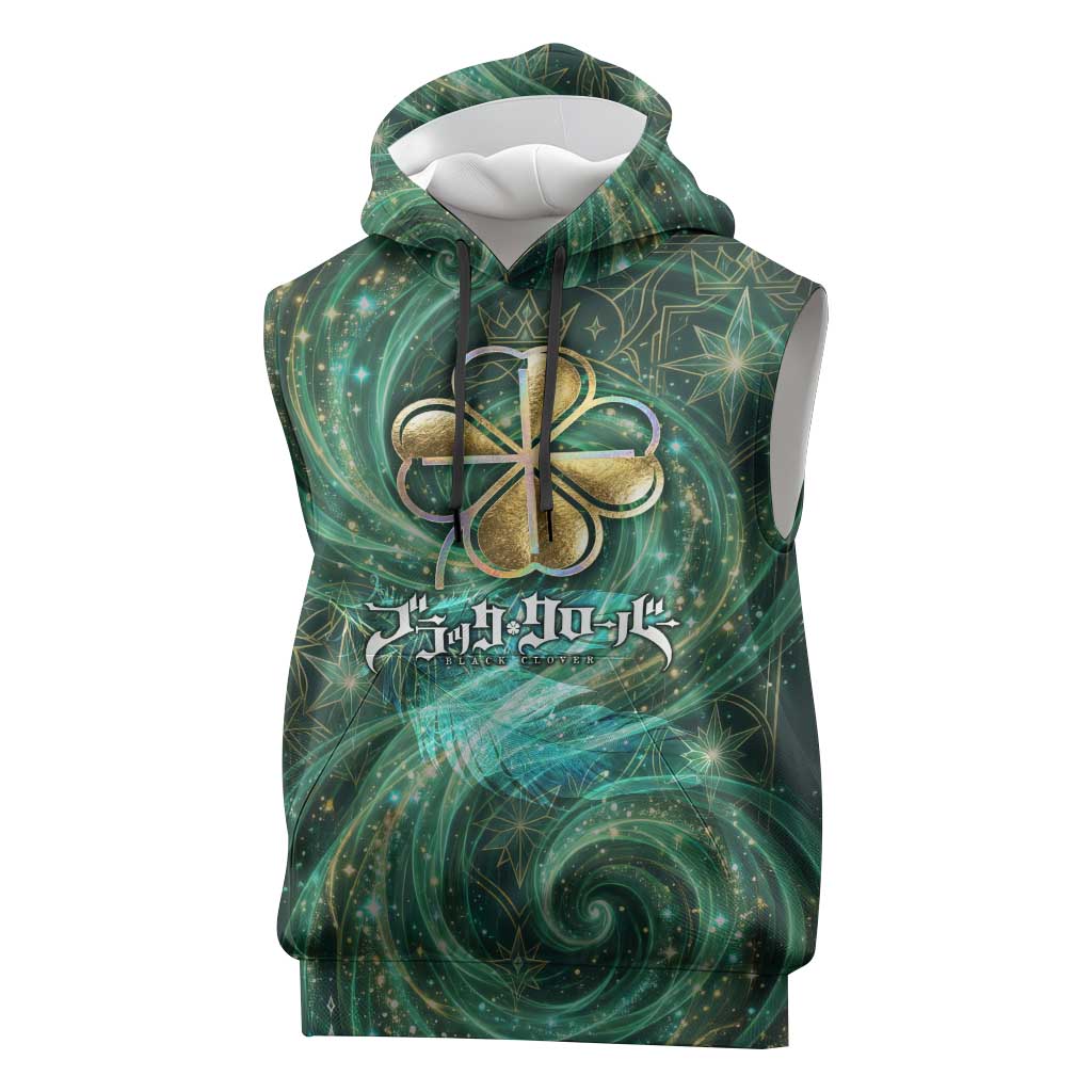 Yuno Black Clover Sleeveless Hoodie Magical Fantasy Style with Emerald Wind Swirls