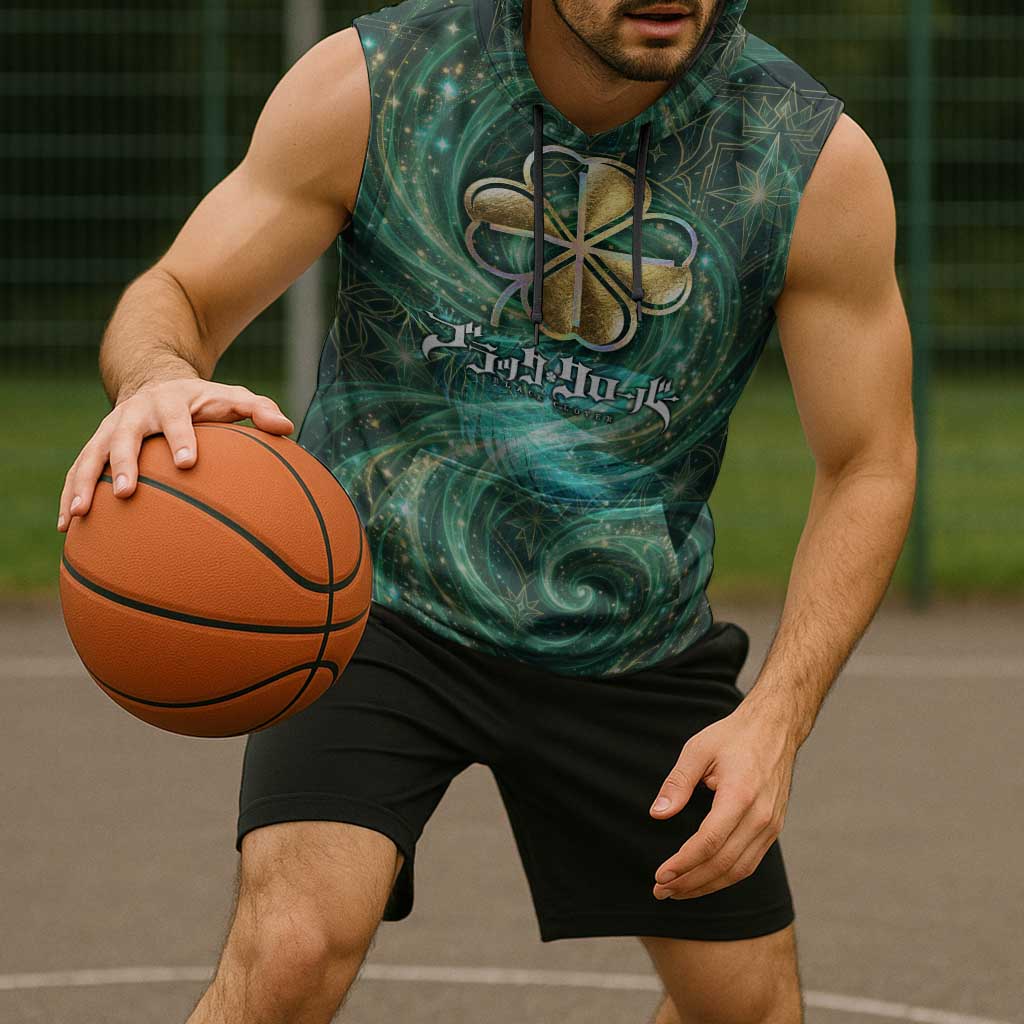 Yuno Black Clover Sleeveless Hoodie Magical Fantasy Style with Emerald Wind Swirls