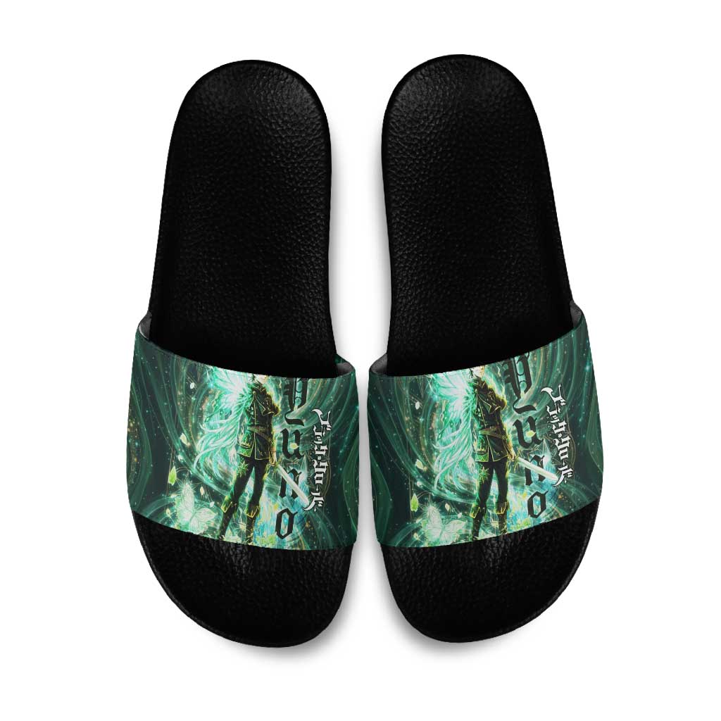 Yuno Black Clover Slide Sandals Magical Fantasy Style with Emerald Wind Swirls