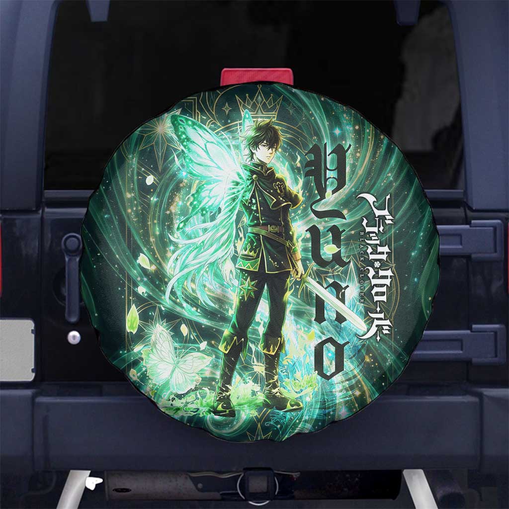 Yuno Black Clover Spare Tire Cover Magical Fantasy Style with Emerald Wind Swirls