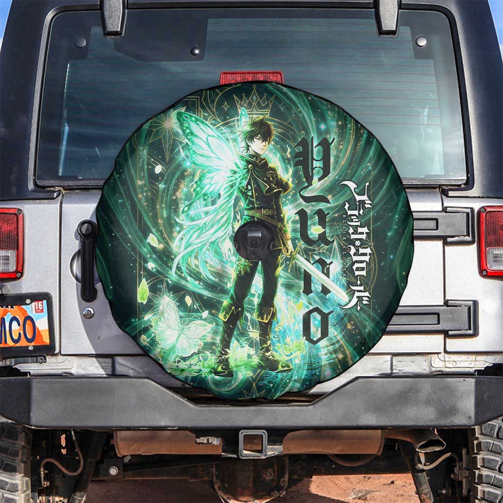 Yuno Black Clover Spare Tire Cover Magical Fantasy Style with Emerald Wind Swirls