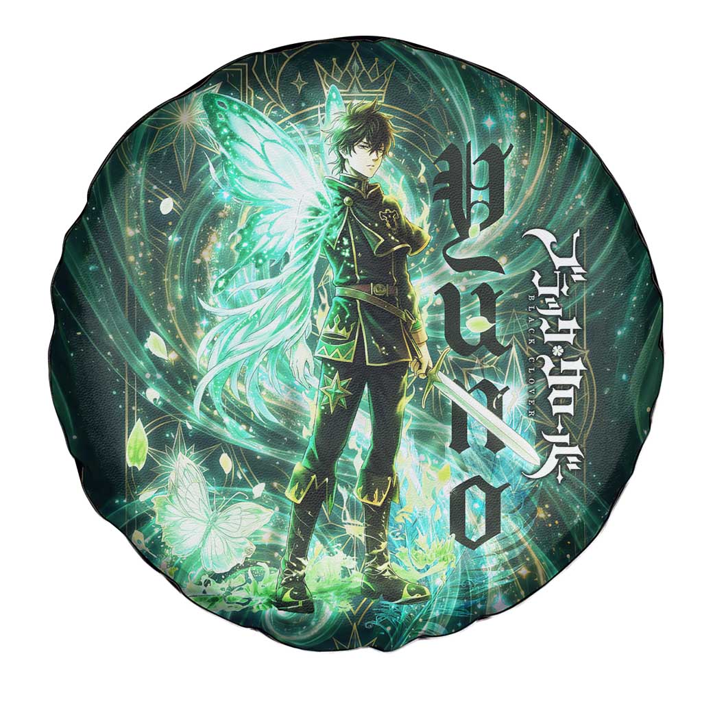Yuno Black Clover Spare Tire Cover Magical Fantasy Style with Emerald Wind Swirls
