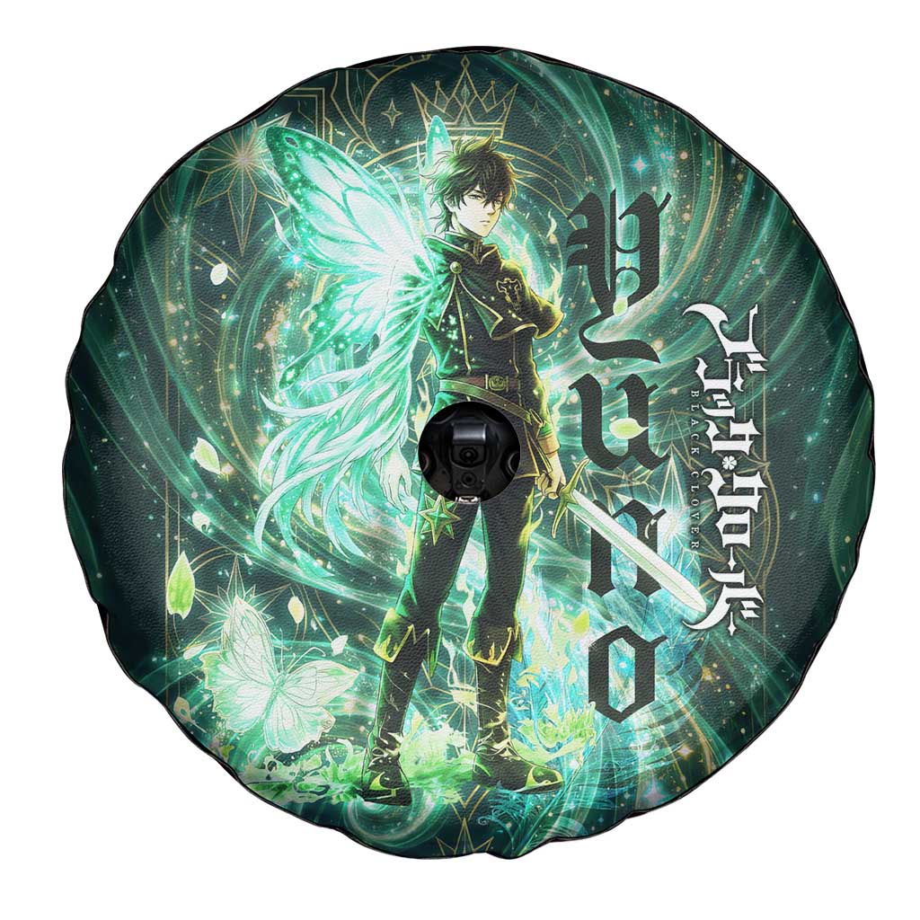 Yuno Black Clover Spare Tire Cover Magical Fantasy Style with Emerald Wind Swirls