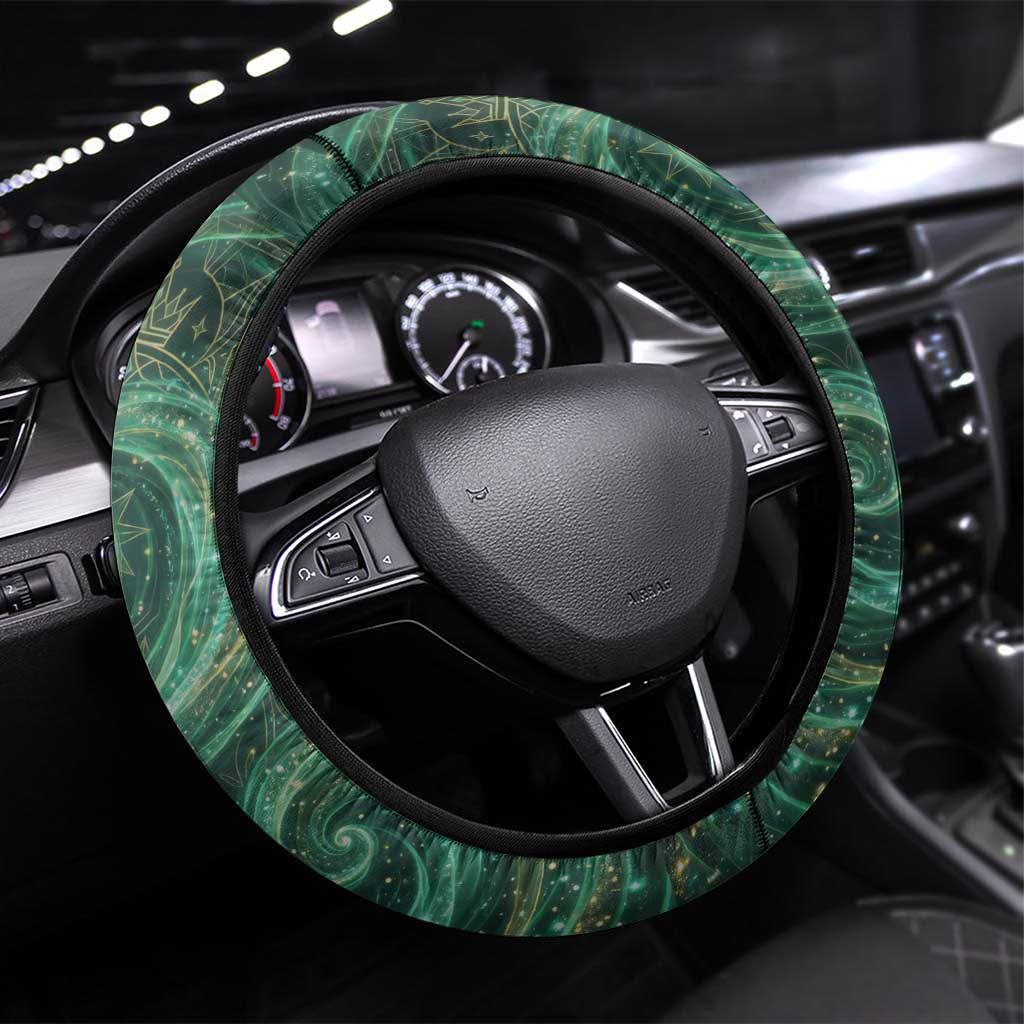 Yuno Black Clover Steering Wheel Cover Magical Fantasy Style with Emerald Wind Swirls