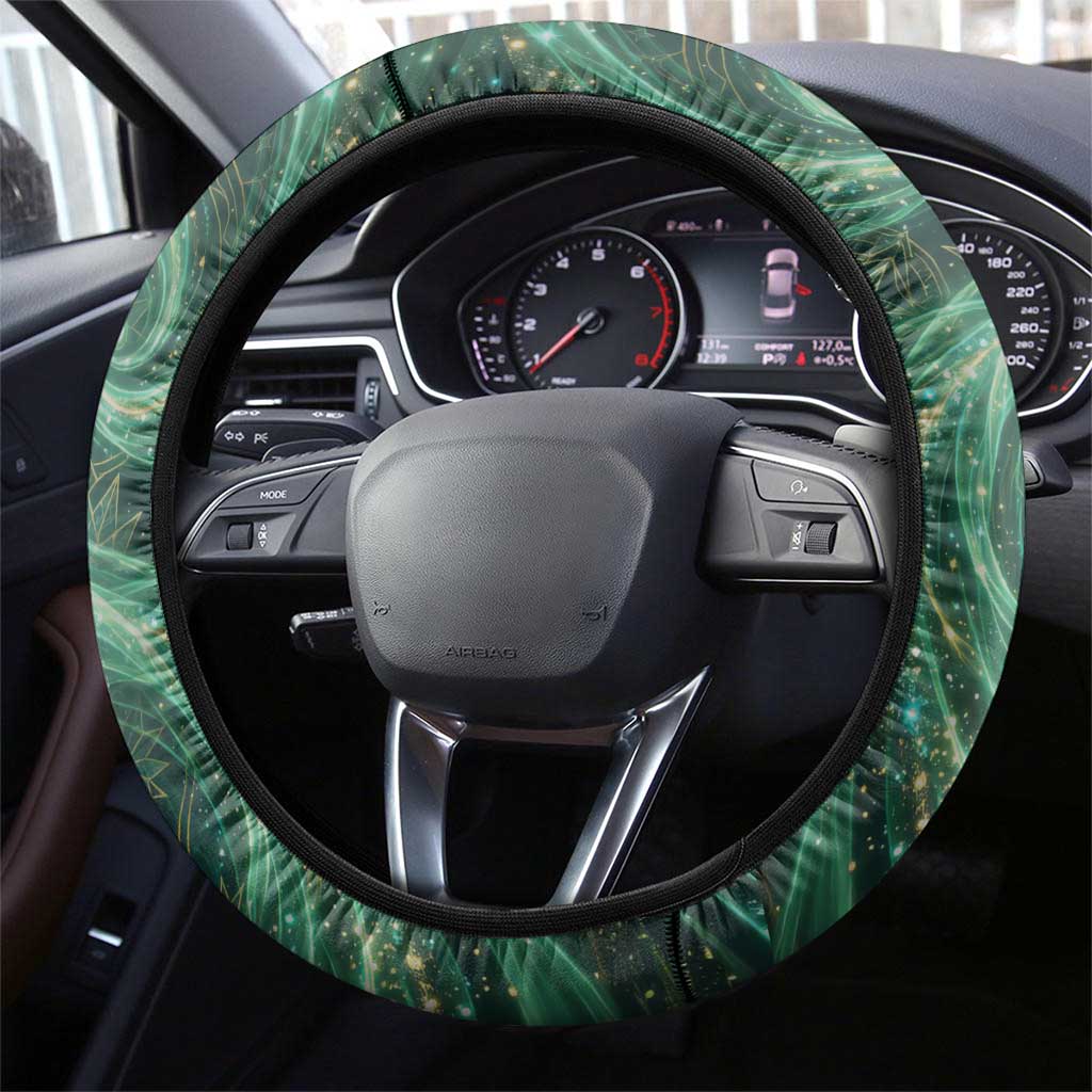 Yuno Black Clover Steering Wheel Cover Magical Fantasy Style with Emerald Wind Swirls