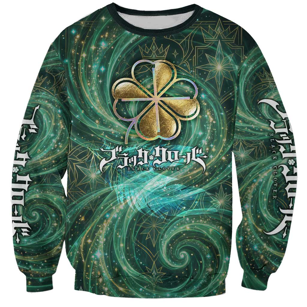 Yuno Black Clover Sweatshirt Magical Fantasy Style with Emerald Wind Swirls