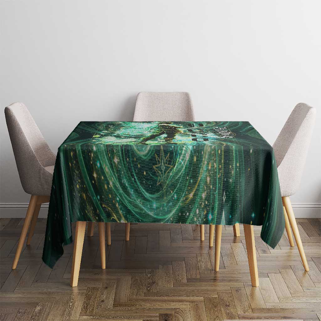 Yuno Black Clover Tablecloth Magical Fantasy Style with Emerald Wind Swirls