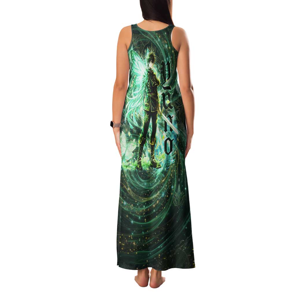 Yuno Black Clover Tank Maxi Dress Magical Fantasy Style with Emerald Wind Swirls