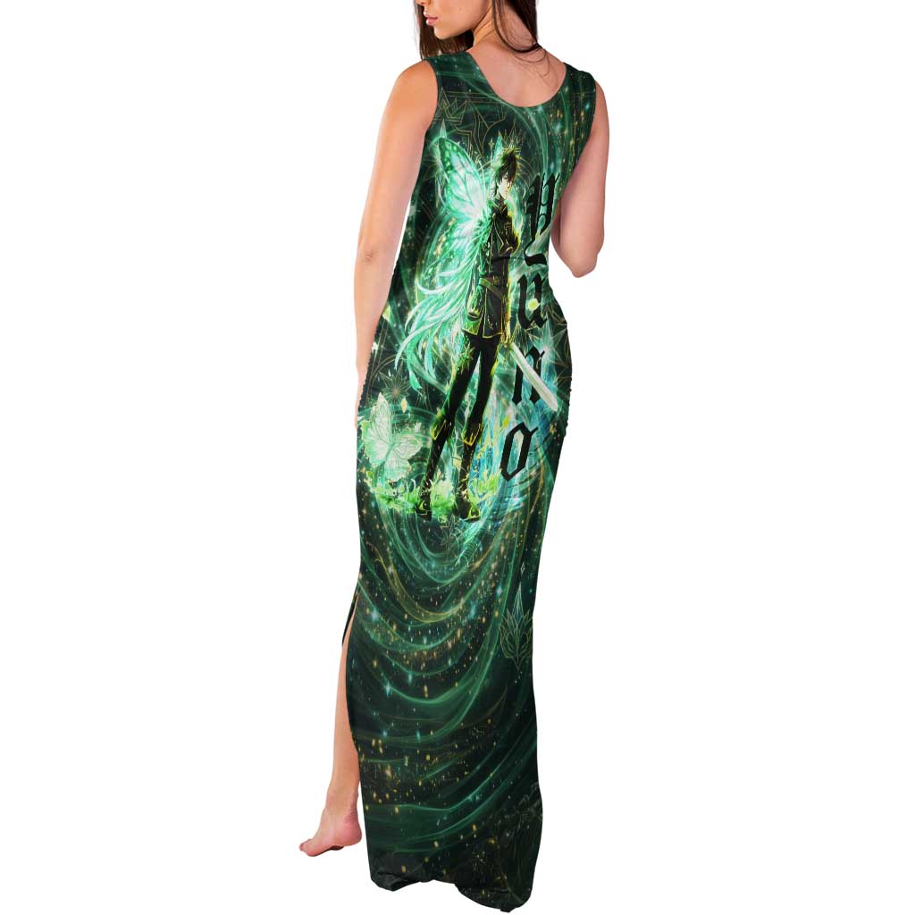 Yuno Black Clover Tank Maxi Dress Magical Fantasy Style with Emerald Wind Swirls