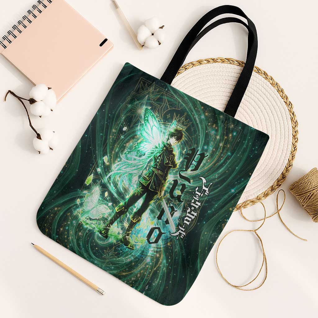 Yuno Black Clover Tote Bag Magical Fantasy Style with Emerald Wind Swirls