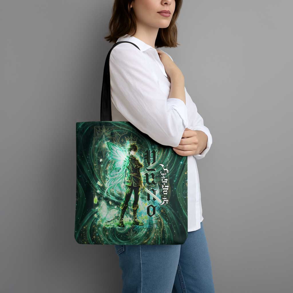 Yuno Black Clover Tote Bag Magical Fantasy Style with Emerald Wind Swirls