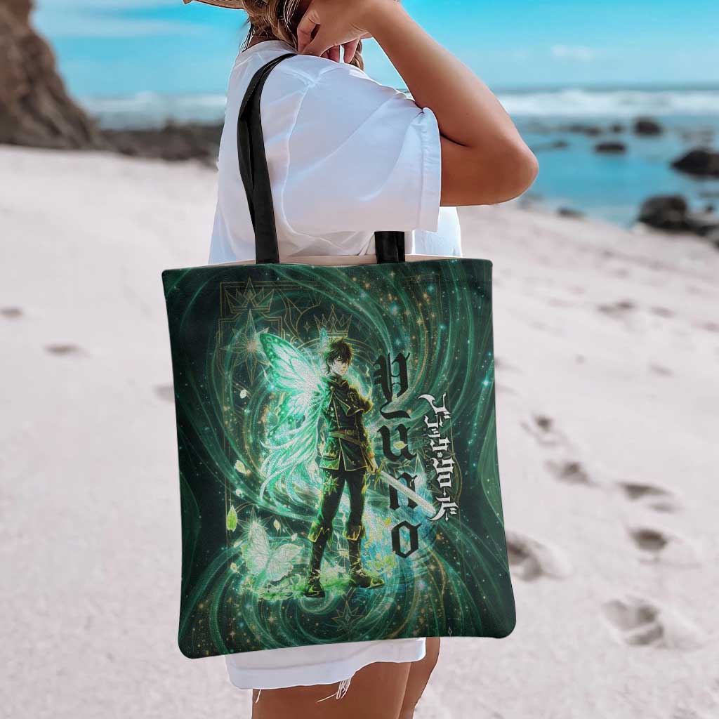 Yuno Black Clover Tote Bag Magical Fantasy Style with Emerald Wind Swirls