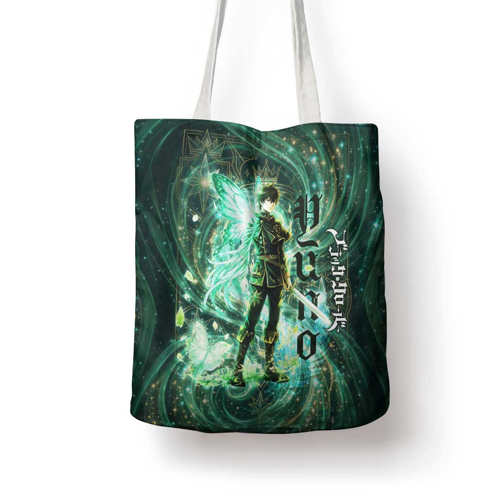 Yuno Black Clover Tote Bag Magical Fantasy Style with Emerald Wind Swirls