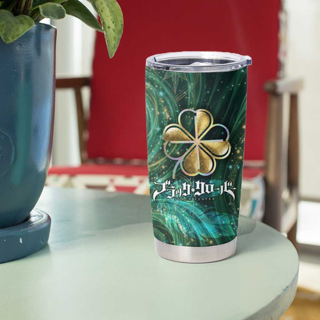 Yuno Black Clover Tumbler Cup Magical Fantasy Style with Emerald Wind Swirls