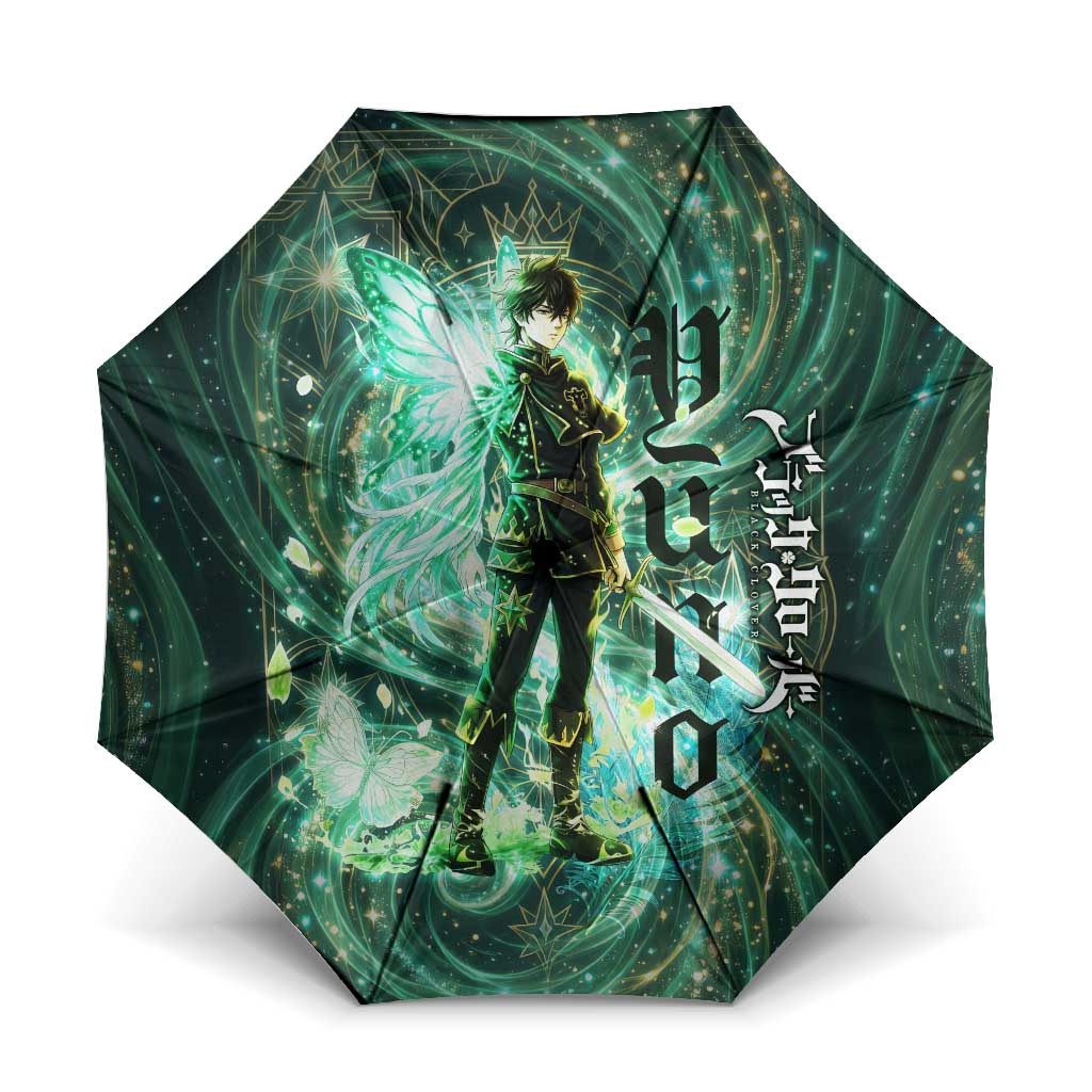 Yuno Black Clover Umbrella Magical Fantasy Style with Emerald Wind Swirls