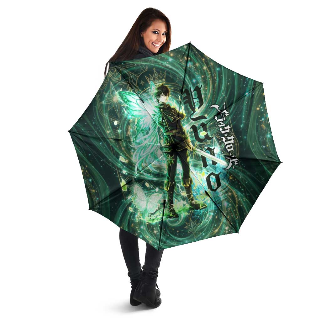 Yuno Black Clover Umbrella Magical Fantasy Style with Emerald Wind Swirls