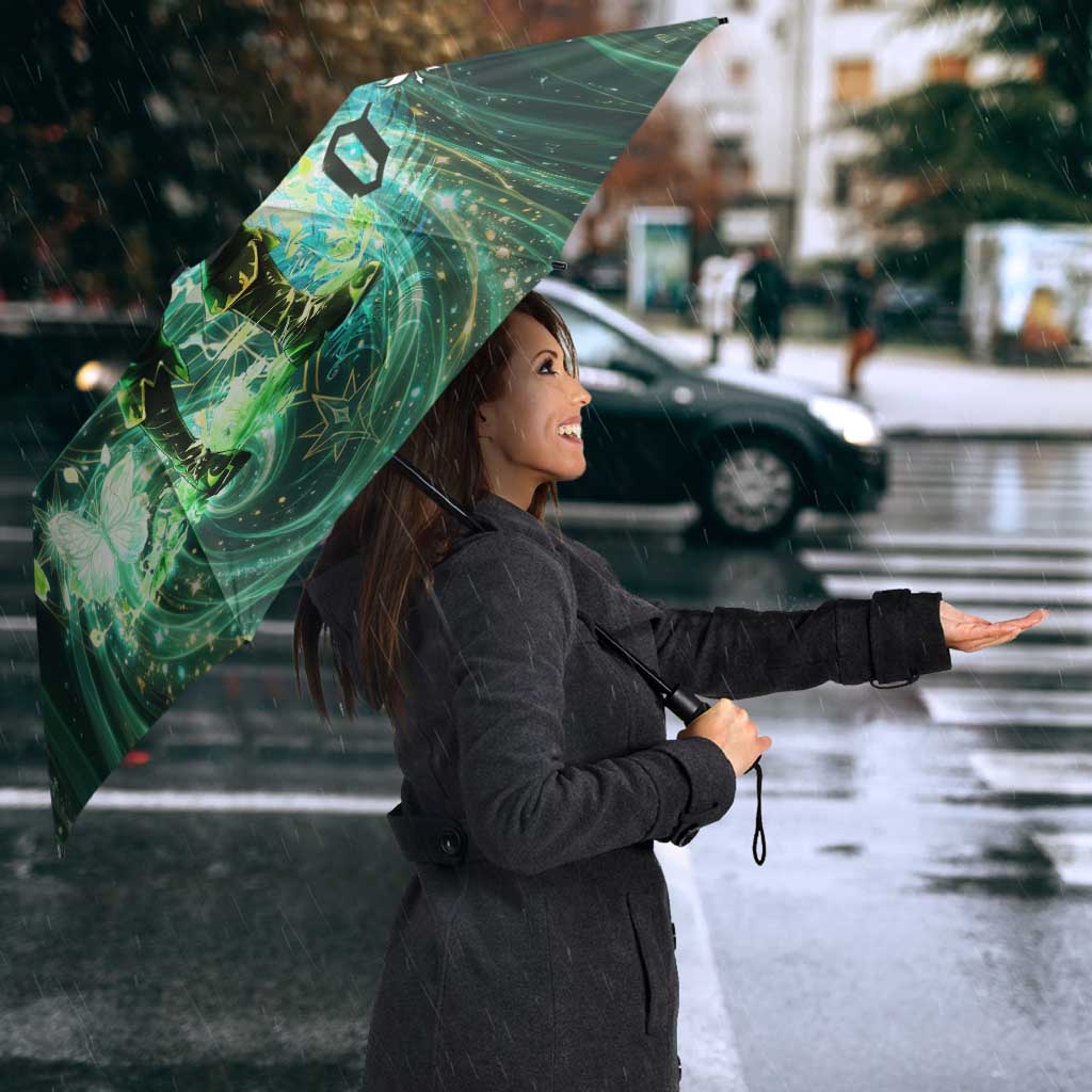 Yuno Black Clover Umbrella Magical Fantasy Style with Emerald Wind Swirls