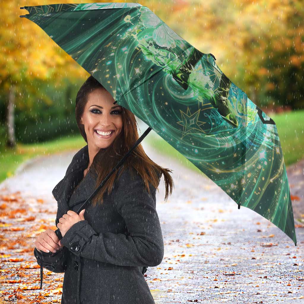 Yuno Black Clover Umbrella Magical Fantasy Style with Emerald Wind Swirls