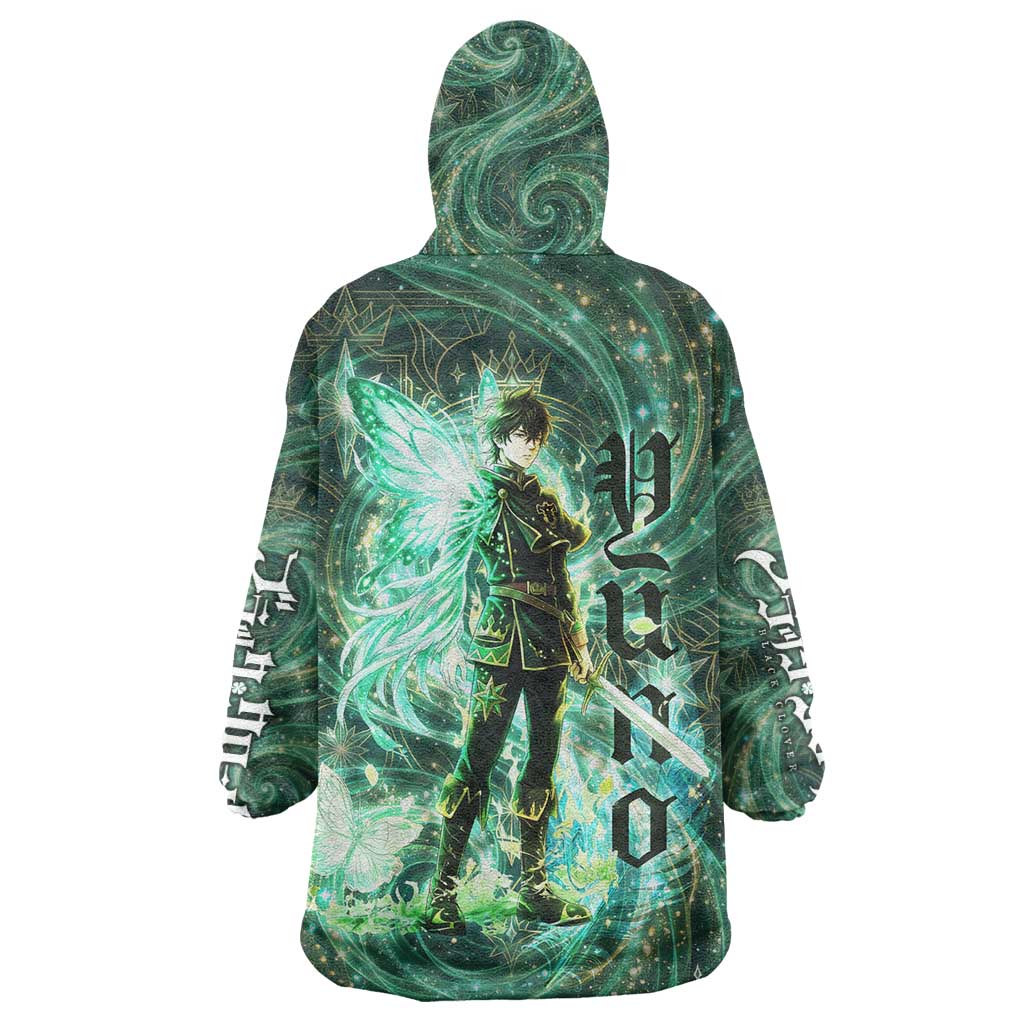 Yuno Black Clover Wearable Blanket Hoodie Magical Fantasy Style with Emerald Wind Swirls