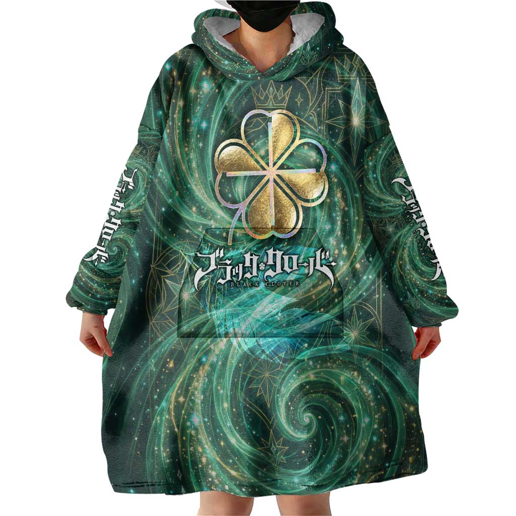 Yuno Black Clover Wearable Blanket Hoodie Magical Fantasy Style with Emerald Wind Swirls