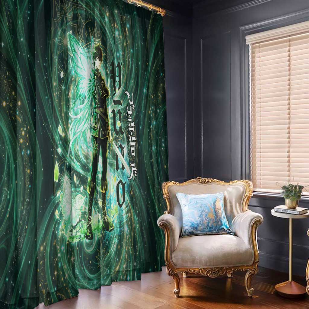 Yuno Black Clover Window Curtain Magical Fantasy Style with Emerald Wind Swirls