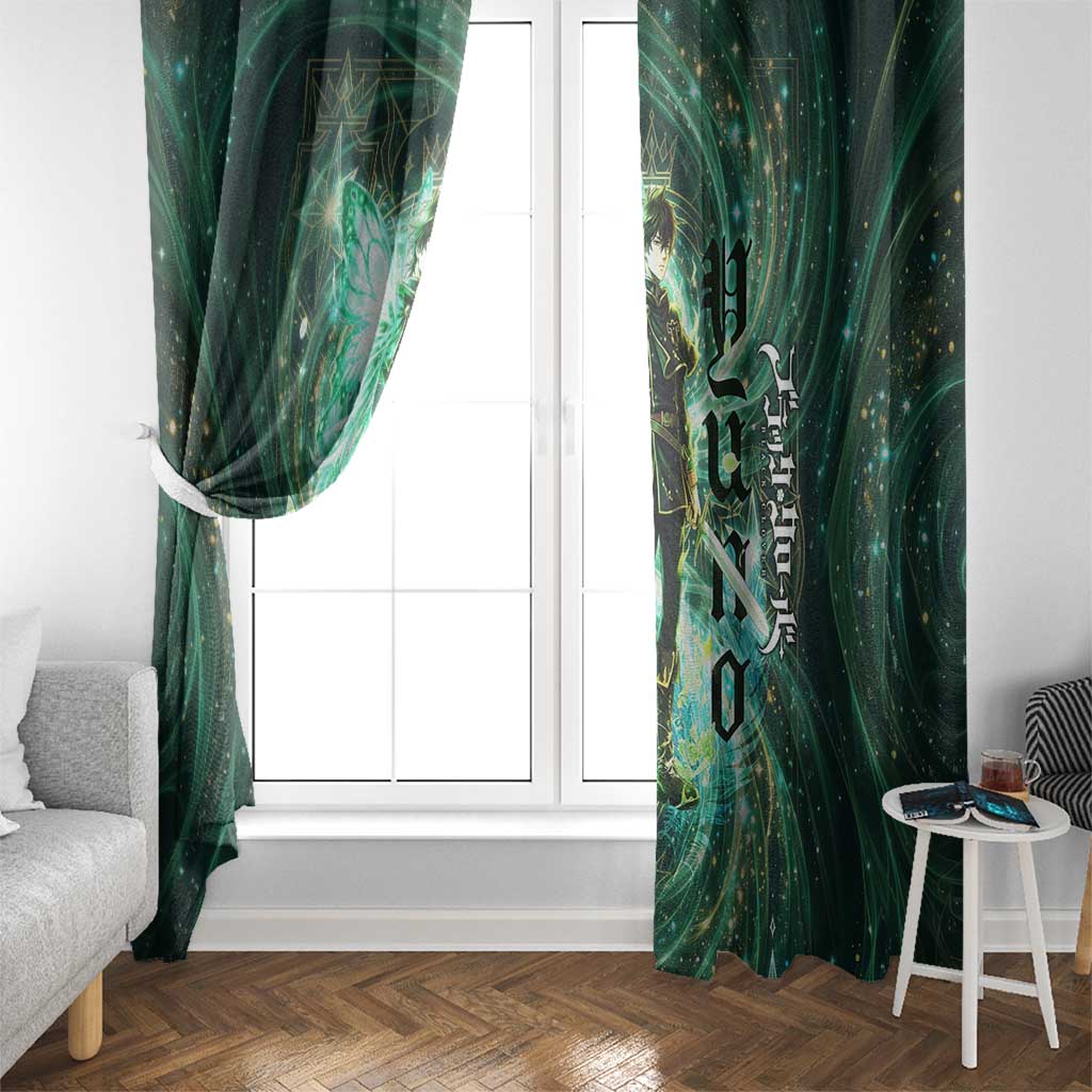 Yuno Black Clover Window Curtain Magical Fantasy Style with Emerald Wind Swirls