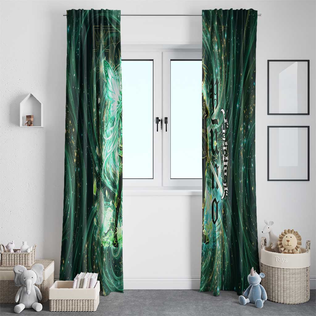Yuno Black Clover Window Curtain Magical Fantasy Style with Emerald Wind Swirls