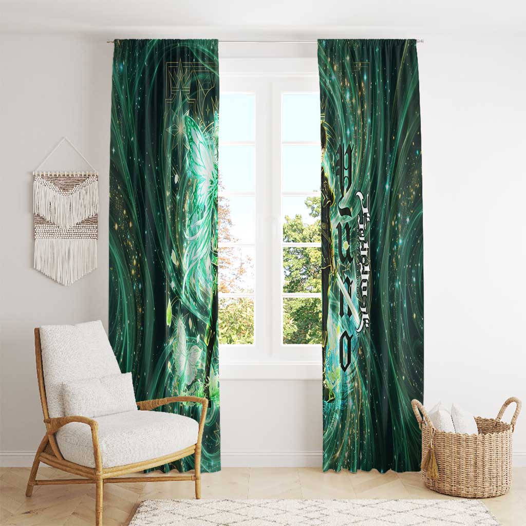 Yuno Black Clover Window Curtain Magical Fantasy Style with Emerald Wind Swirls