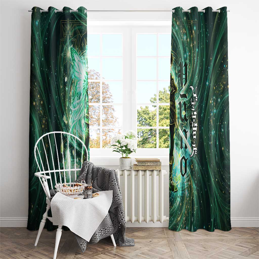 Yuno Black Clover Window Curtain Magical Fantasy Style with Emerald Wind Swirls