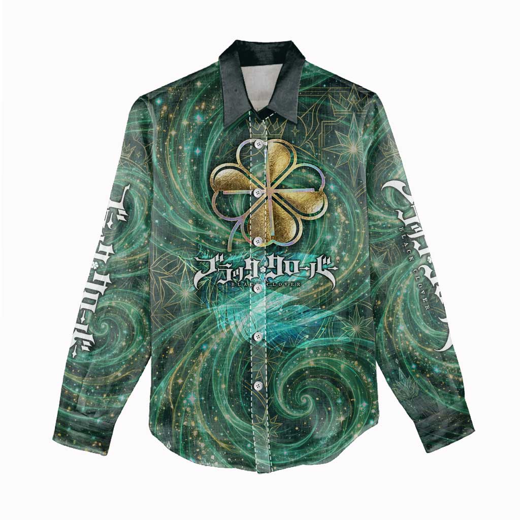 Yuno Black Clover Women Casual Shirt Magical Fantasy Style with Emerald Wind Swirls