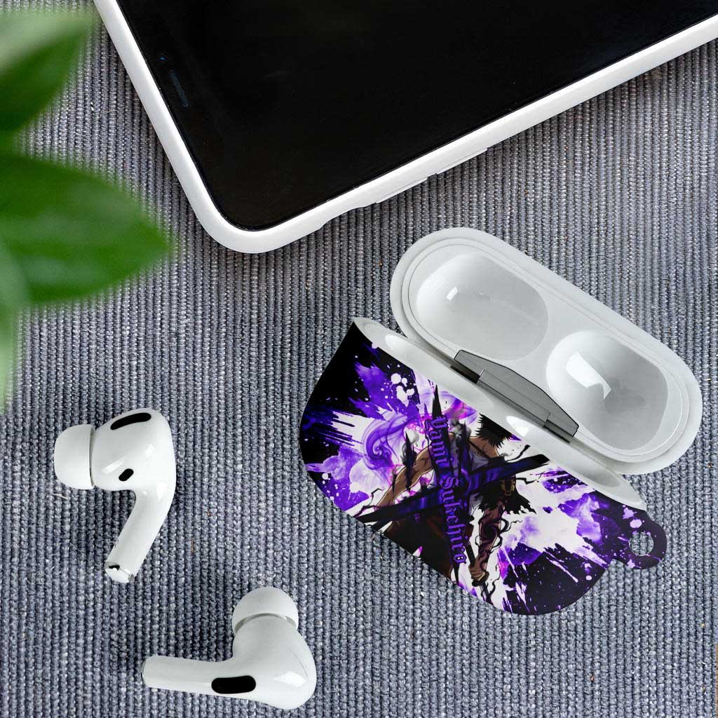 Yami Sukehiro Black Clover AirPods Case Dark Magic Anime Style with Purple Smoke and Bull Emblem