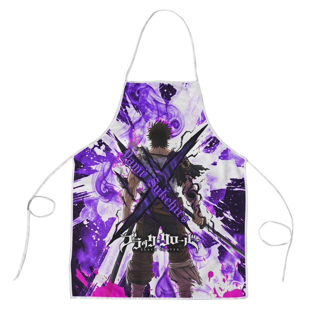 Yami Sukehiro Black Clover Apron Dark Magic Anime Style with Purple Smoke and Bull Emblem