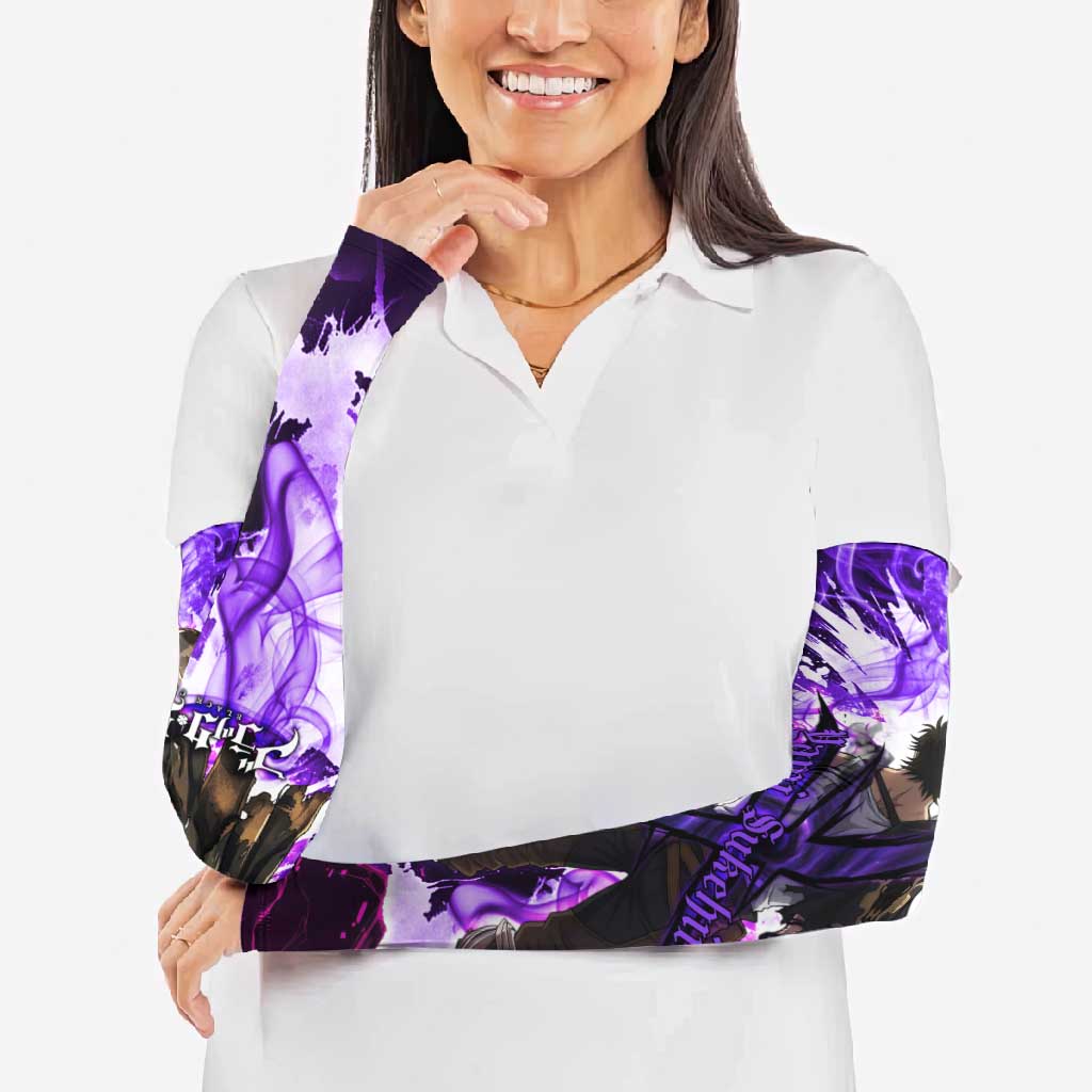 Yami Sukehiro Black Clover Arm Sleeves Dark Magic Anime Style with Purple Smoke and Bull Emblem