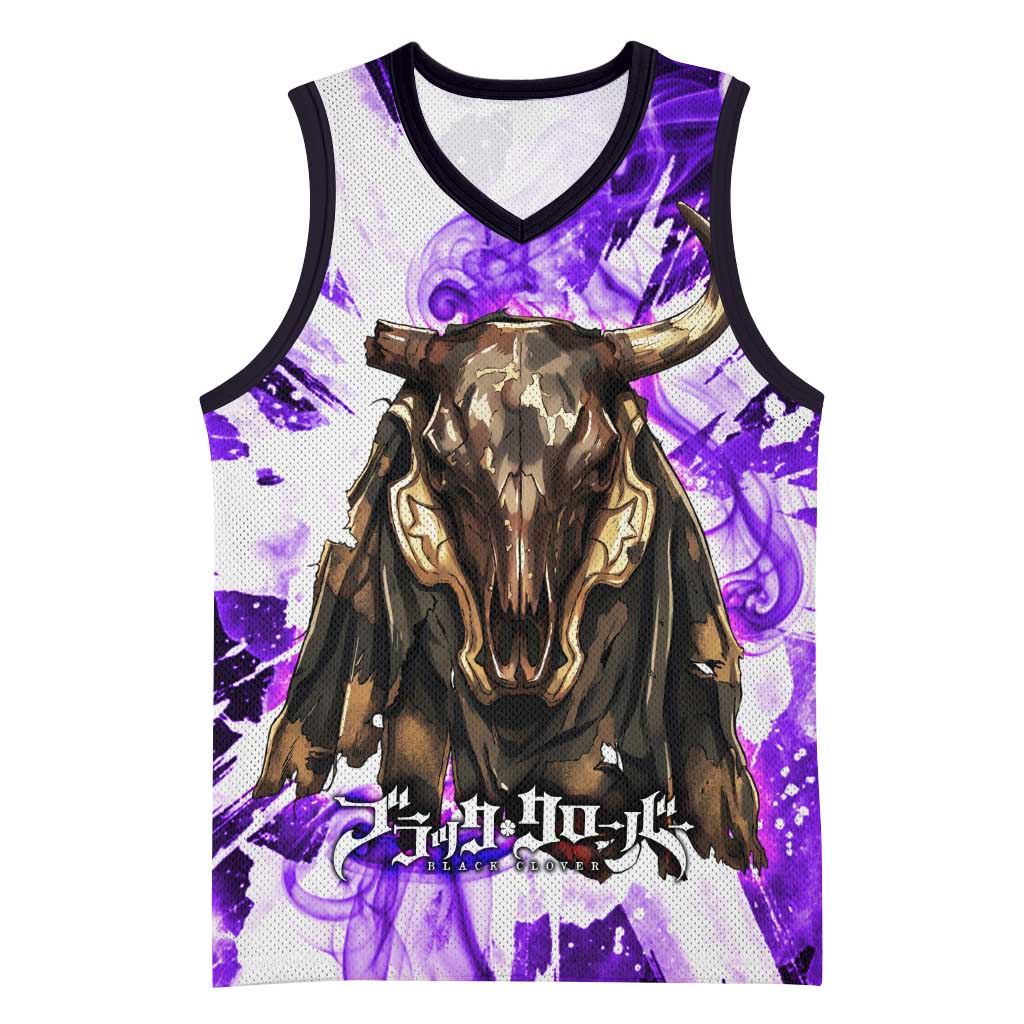 Yami Sukehiro Black Clover Basketball Jersey Dark Magic Anime Style with Purple Smoke and Bull Emblem