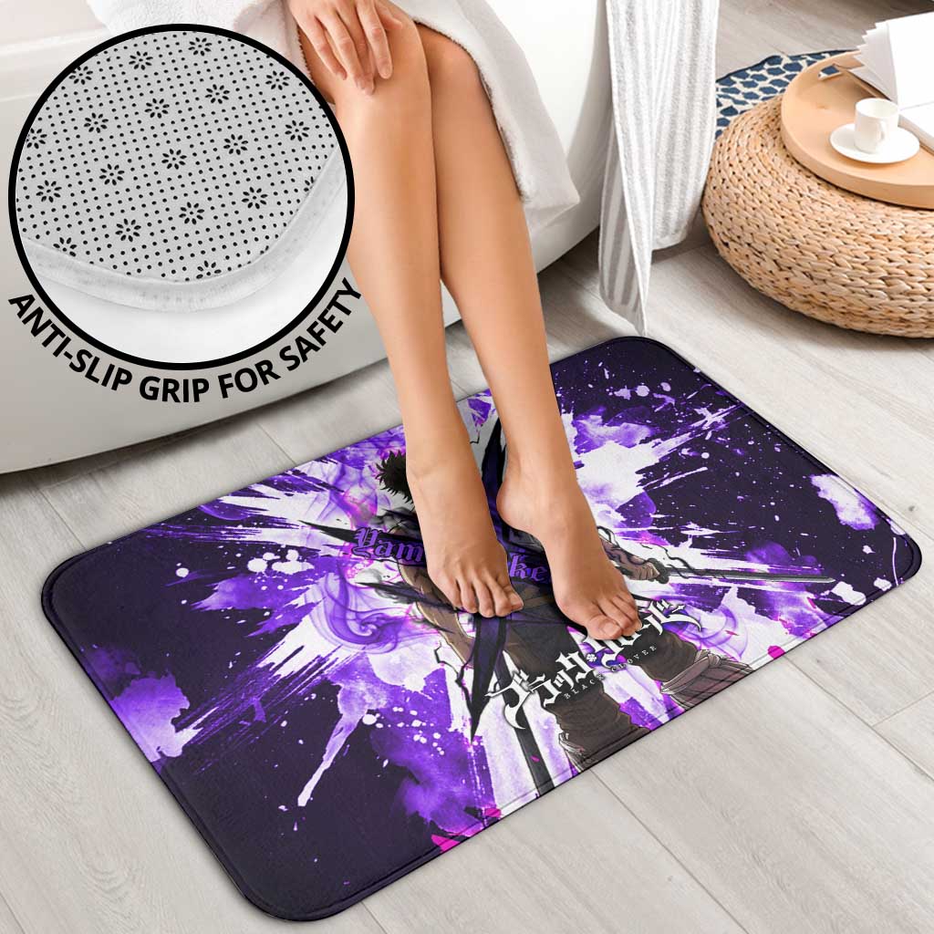 Yami Sukehiro Black Clover Bathroom Set Dark Magic Anime Style with Purple Smoke and Bull Emblem