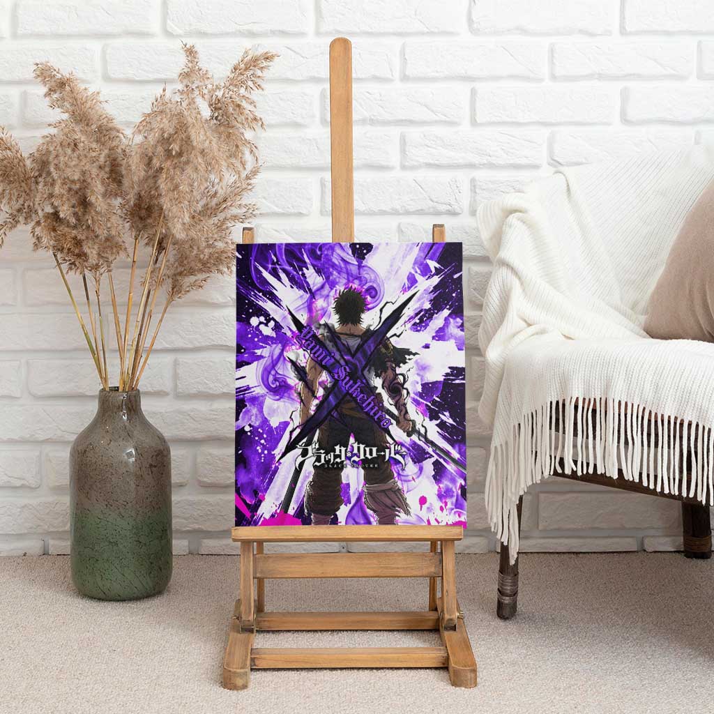Yami Sukehiro Black Clover Canvas Wall Art Dark Magic Anime Style with Purple Smoke and Bull Emblem