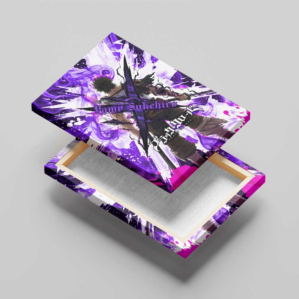 Yami Sukehiro Black Clover Canvas Wall Art Dark Magic Anime Style with Purple Smoke and Bull Emblem