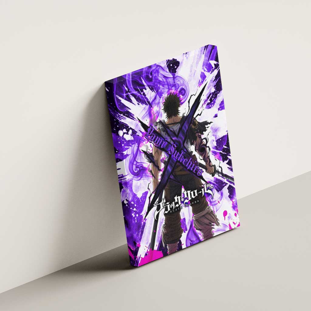 Yami Sukehiro Black Clover Canvas Wall Art Dark Magic Anime Style with Purple Smoke and Bull Emblem