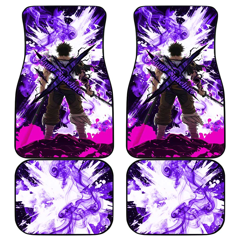 Yami Sukehiro Black Clover Car Mats Dark Magic Anime Style with Purple Smoke and Bull Emblem