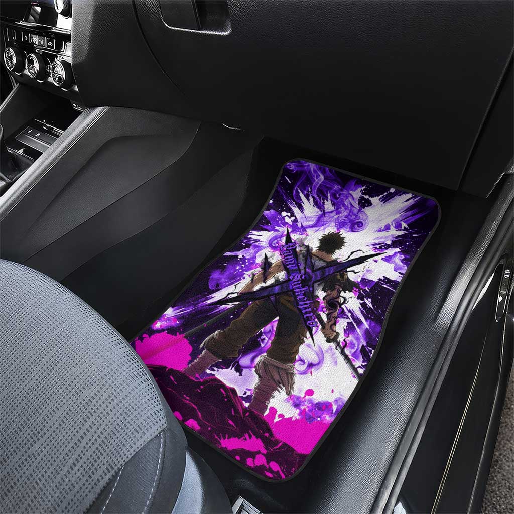 Yami Sukehiro Black Clover Car Mats Dark Magic Anime Style with Purple Smoke and Bull Emblem